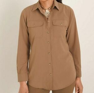Chico's Size 0(S), Caramel Button Collar Casual Shirt